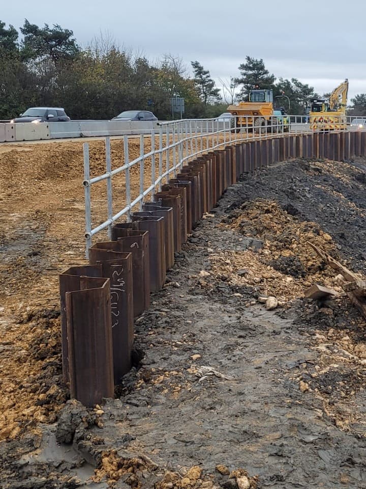 Daace Sheet Piling on the M5 Motorway, Junction 9